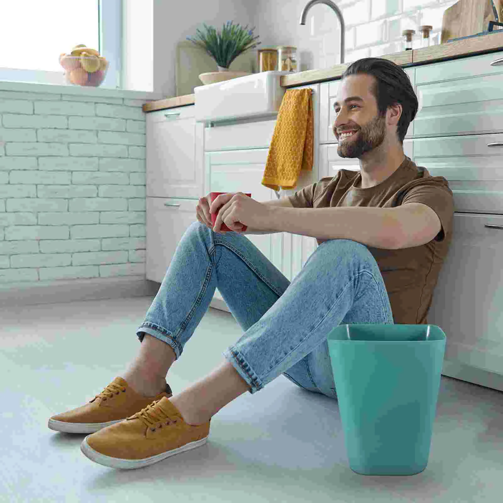 

Trash Bin Litterbox Waste Bins Boxes Garbage Can for Desk Container Bedroom Trashcan Hotel Office