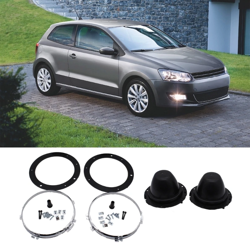 

7 Inch Round Lamp Shade with Rubber Seal & Chromes Fixing Rings Modern Style Lampshade set for Automotives Headlights