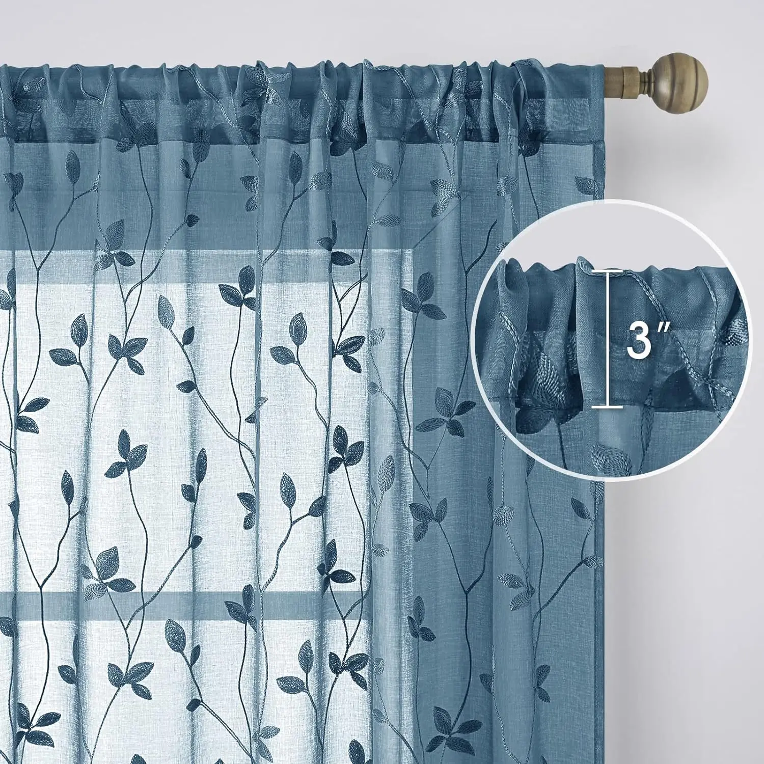 Embroidered Curtains with Transparent and Simple Embroidery for Bedroom and Living Room Decoration Curtains 4
