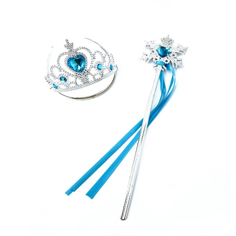 Girls Princess Accessories Kids Party Costume Aurora Belle Sofia Snow Queen Elsa Anna Magic Wand Crown Tiara Gloves Wig Braid