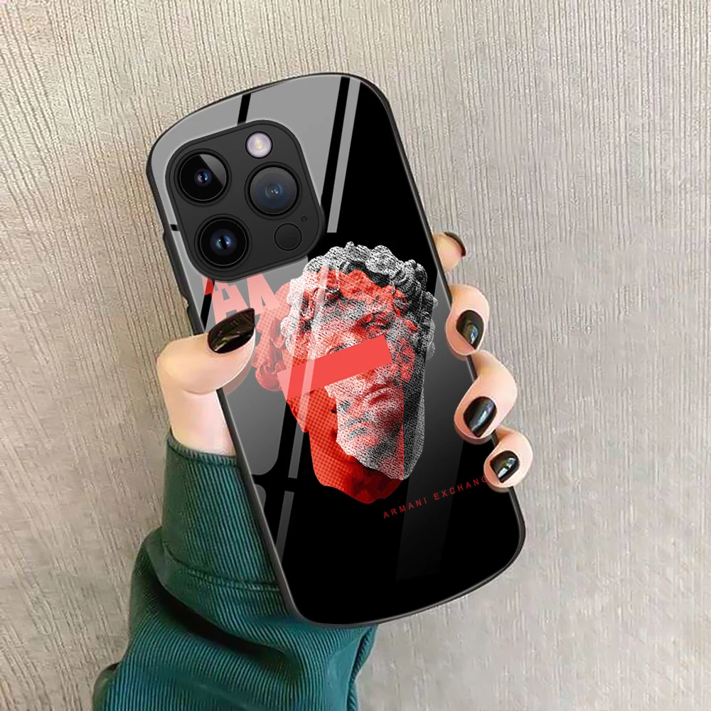

Portrait Carving Phone Case For iPhone 14 Plus 11Pro Cases For iPhone 13 Mini 12Pro Max Luxury Oval Tempered Glass Cover Carcasa