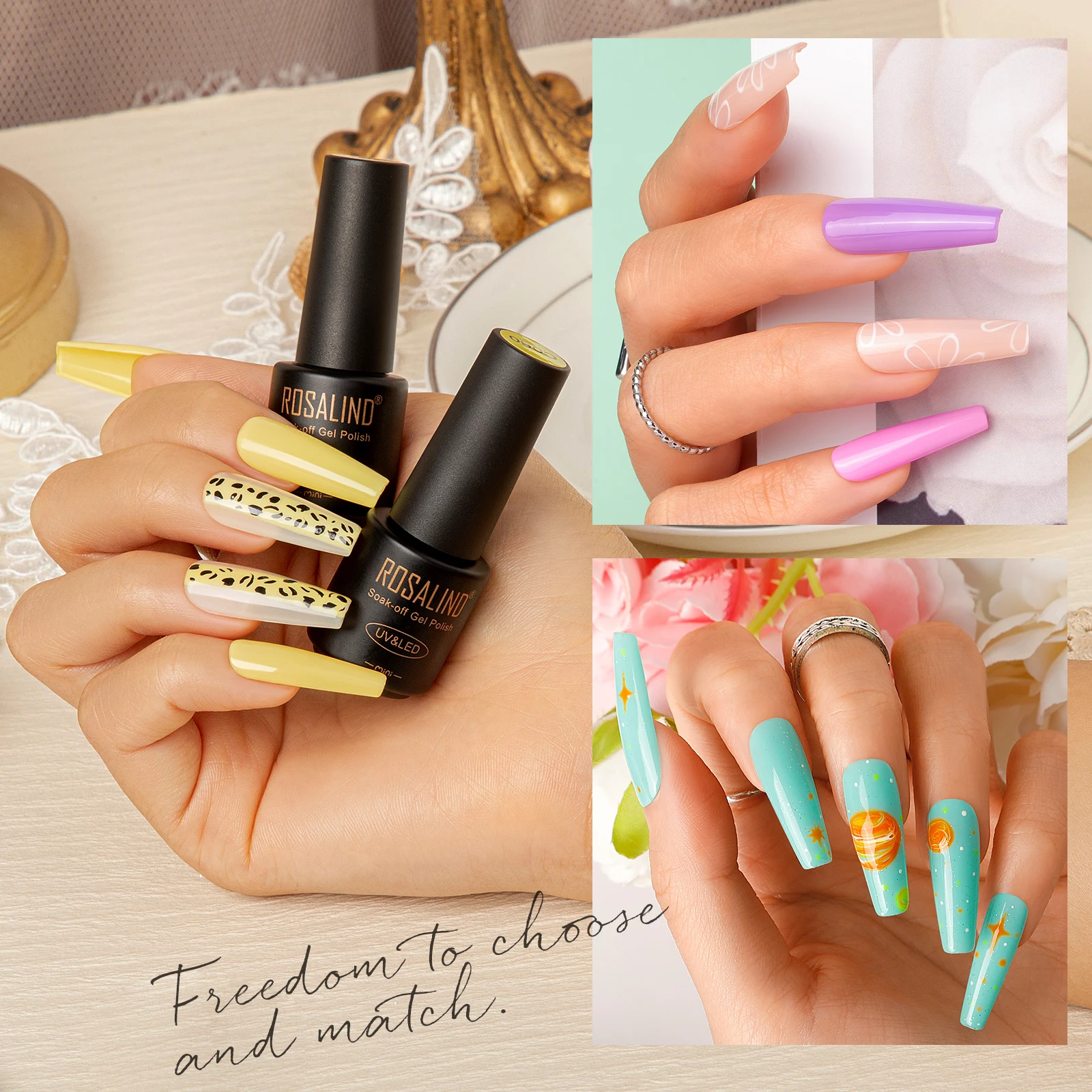 ROSALIND gel nail polish set Semi Permanent Manicure Soak Off Kits gel polish pink For Nail Art esmaltes de gel profesional 2