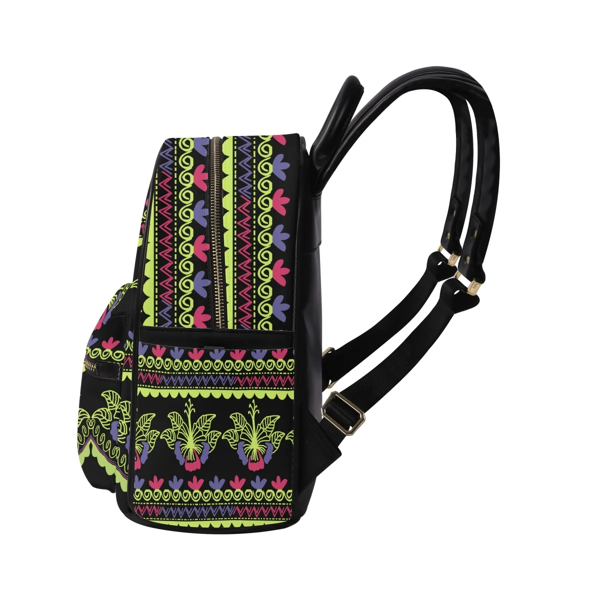New Fashion Women Backpack Polynesian Tribal Plumeria Hibiscus Print PU Leather Backpack for Teenage Girls 4