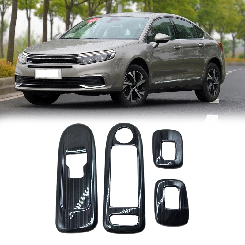 Car Door Window Armrest Cover Switch Button Panel Trim 4Pcs for Citroen C5 Peugeot 508