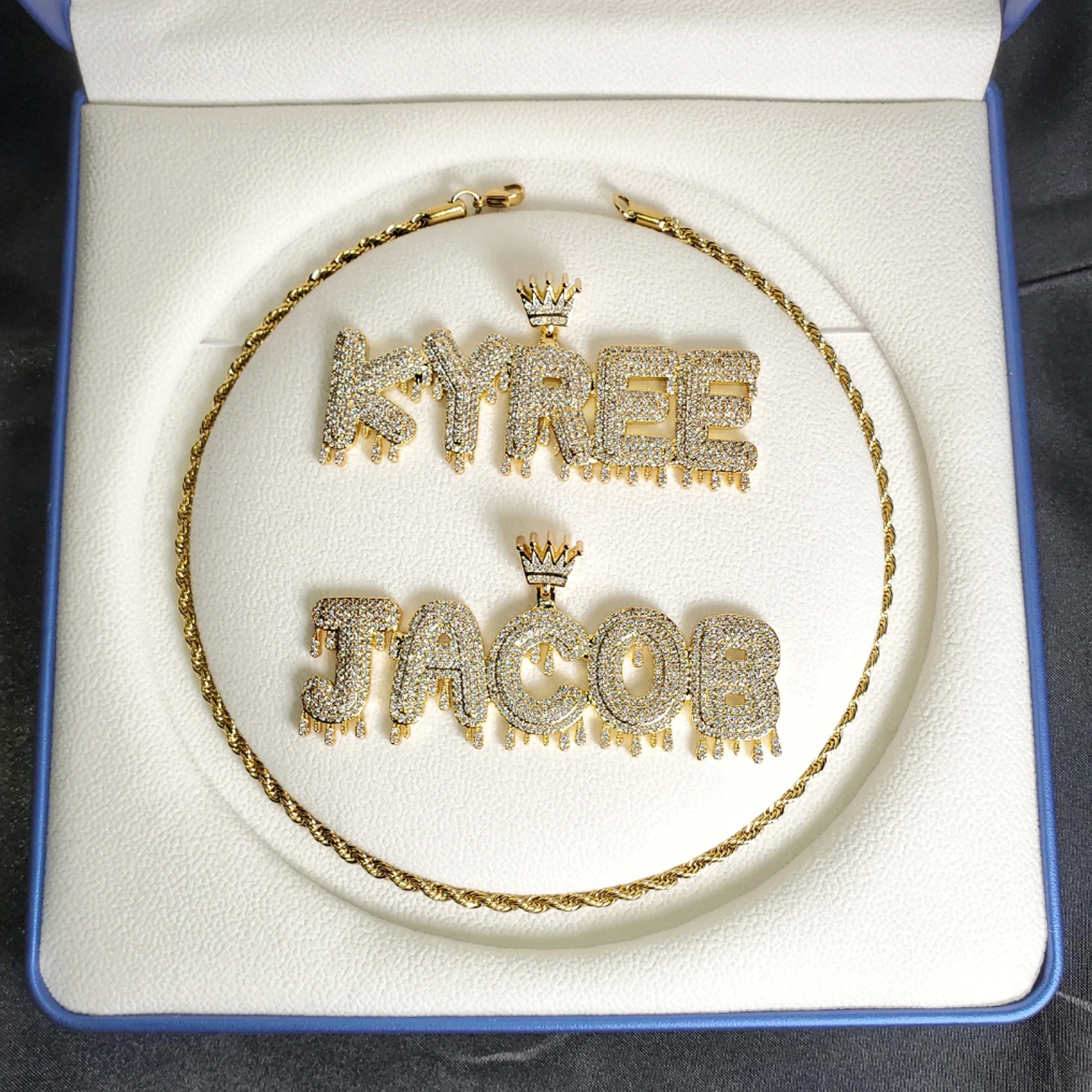 Crowned Drip Letter Customized Name Necklace Personalized Word Pendant Ins Hot Sell Hip Hop Jewelry
