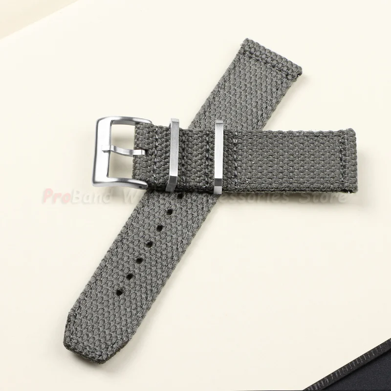 Premium Khaki Nylon Sailcloth Canvas Watch Strap - Universal Soft Sport Bracelet