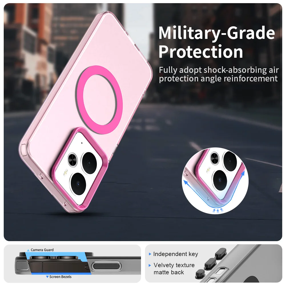 Luxury Armor Shockproof MagSafe-Compatible Case with Matte Finish and Wireless Charging Support