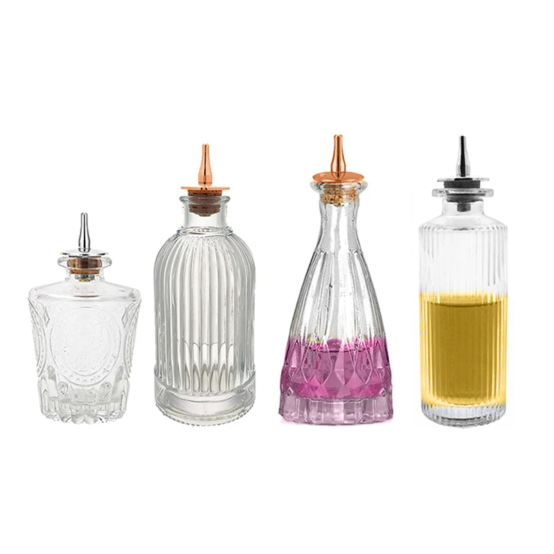 Cocktail Bitters Bottle Vintage Glass Design with Cork and Stainless ...