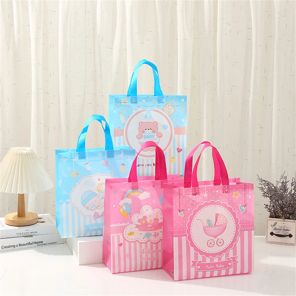AMROSE Large Birthday Gift Bag – 13x10.2x4.7 Inches, Recyclable Paper Bag With Tissue, Heart Pattern For Girls, Women, Baby Shower