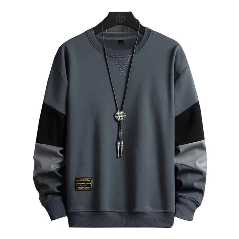 

Fall Winter Sweatshirt Men Cotton Pullover Hoodie Black Loose Casual Tracksuit