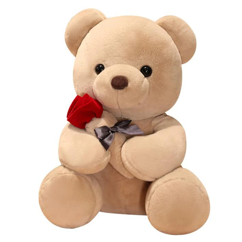 

Kawaii Teddy Bear with Roses Plush Toy Soft Bear Stuffed Doll Romantic Gift for Lover Home Decor Valentine's Day Gifts for Girls