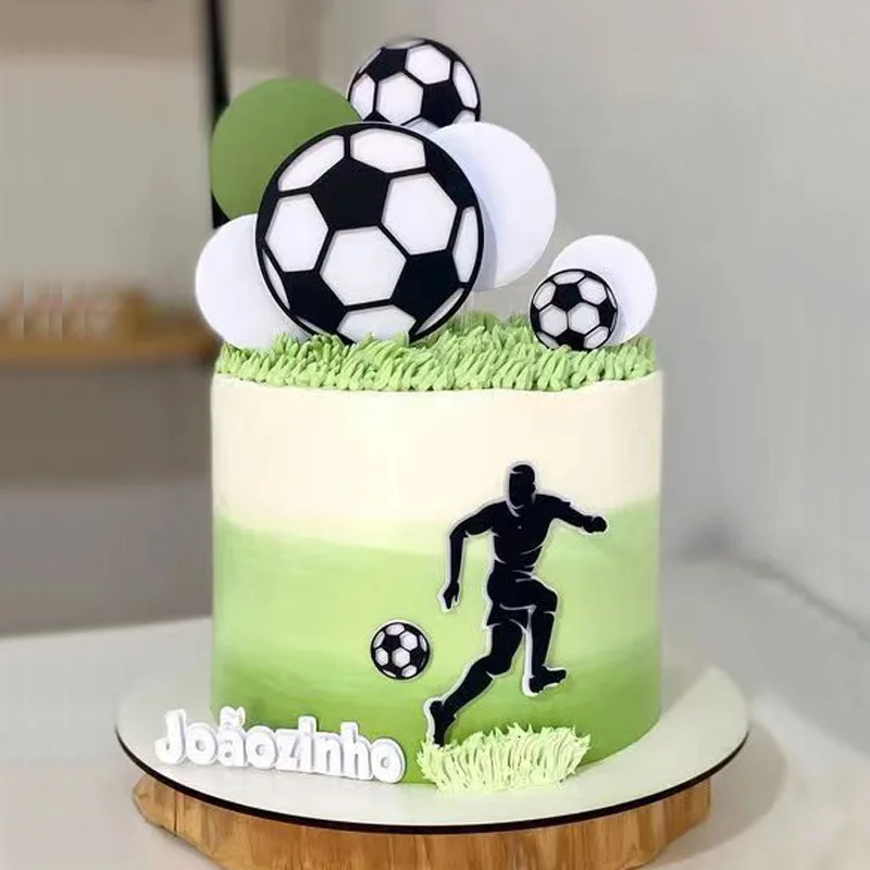 Décoration De Gâteau D'anniversaire Thème Football - Motif Terrain De Football, Diamètre 20 Cm, Pour Garçon
