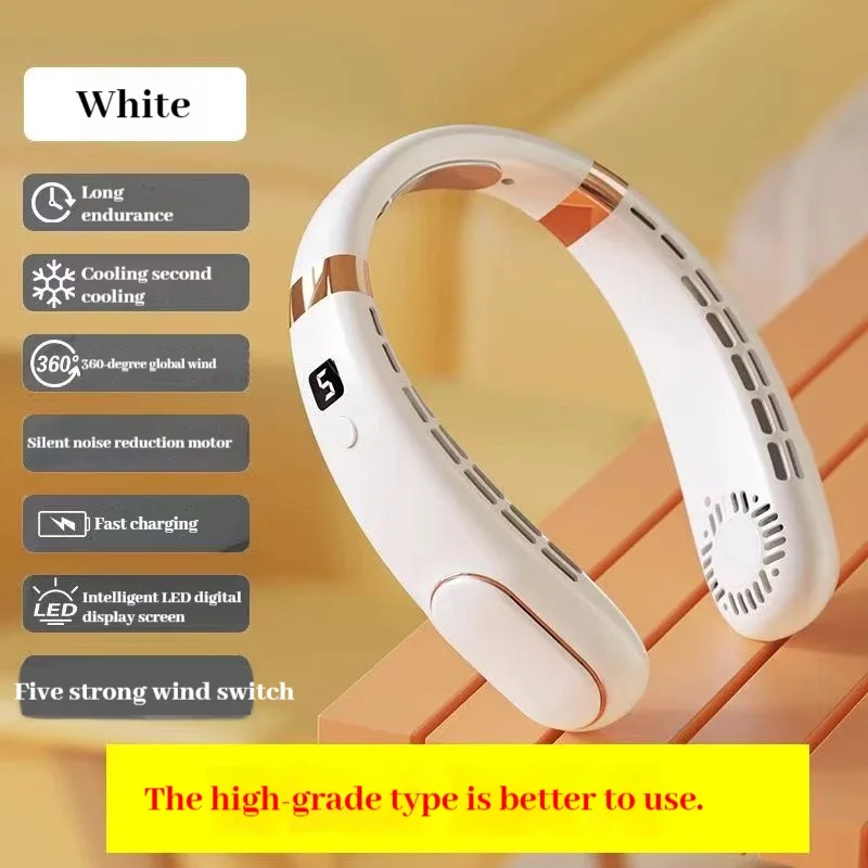 مروحة رقبة محمولة، خفيفة الوزن، تعمل بدون استخدام...