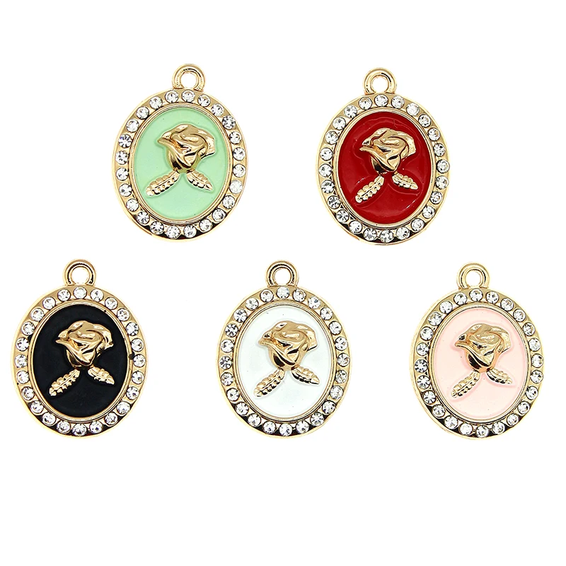 

10pcst Baroque Style Enamel Rose Pearl Pendant Charms Pendants for Making Necklaces Drop Earrings Keychain DIY Jewelry Crafts