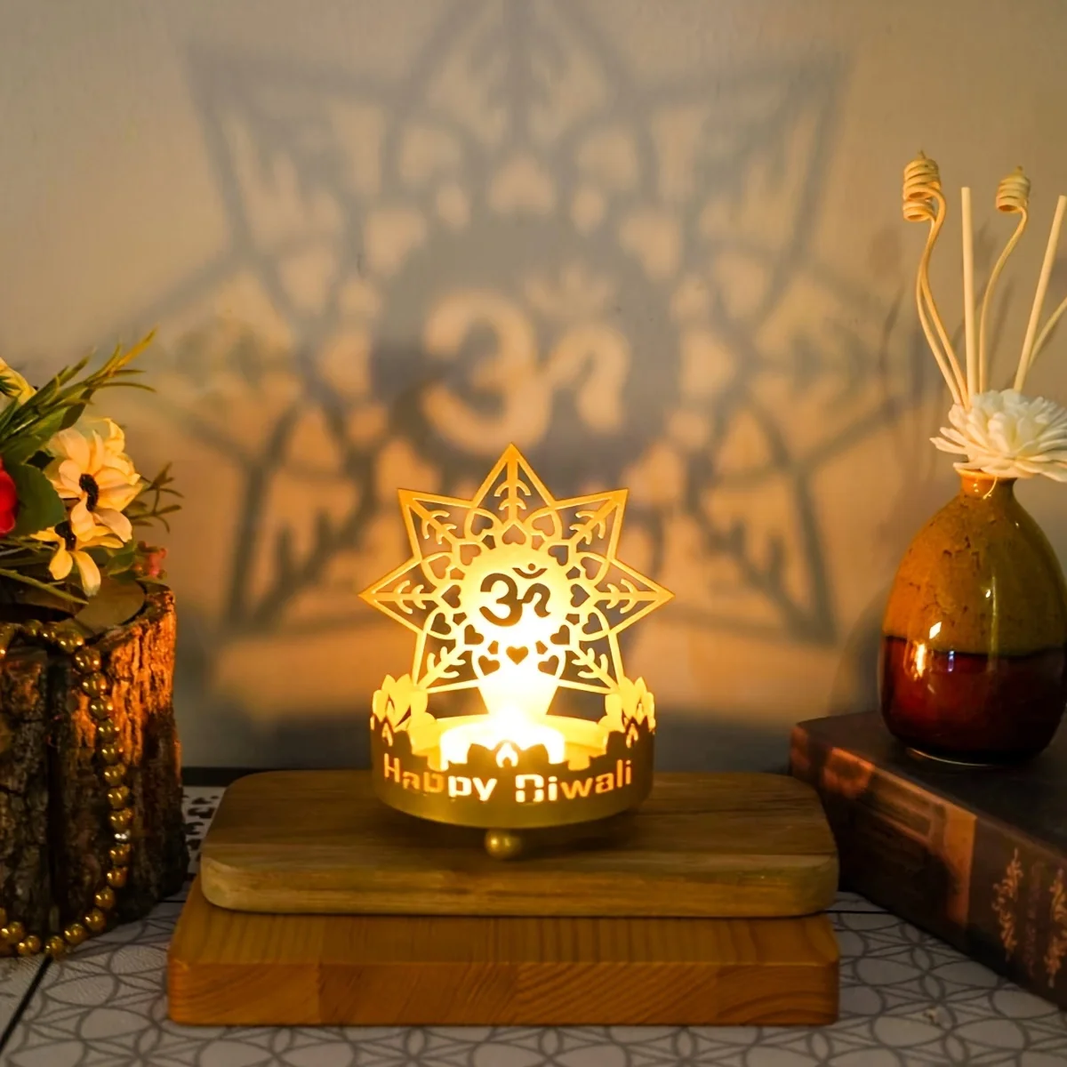 1PC Metal Buddha Statue Candle Holder Diwali Festival Decoration Fortune Peace Lamp Crafts candle holders