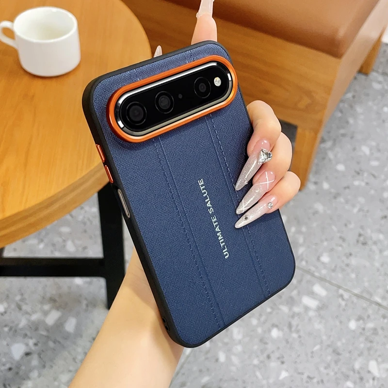 Luxury Cross Texture PU Leather Protective Case with Slim Camera Ring