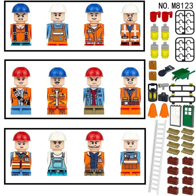 Action Mini Figures DIY Accembling Building Block Figures Bridals Girls Doctor Nurse Engineers Couriers Kids Gift Toys