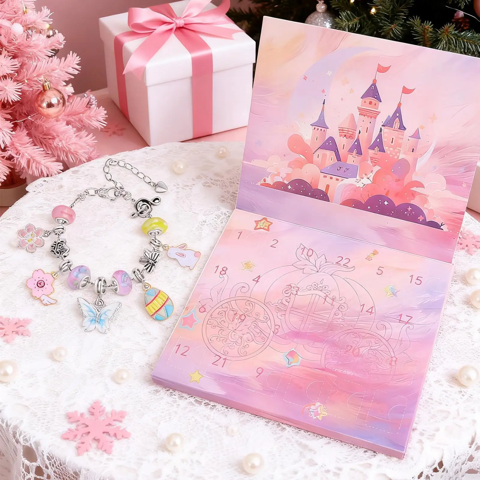 Christmas Bracelet Advent 2025 24 Days Jewelry Making Kit Countdown Calendar Jewelry Making For Girls Collectors Family