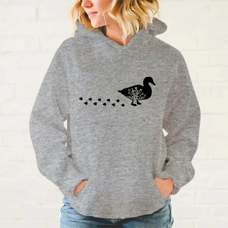 y2k hoodies New Autumn And Winter Fashion Long Sleeve Funny Duck Printed Hoodies Casual Loose Sweatshirt