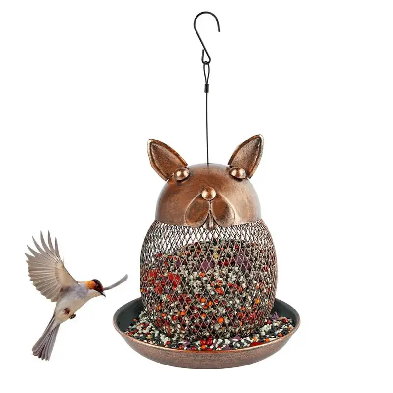 

Outside Wild Bird Feeder Portable Metal Suet Ball Bird Feeder Cute Rabbit Shaped Heavy Duty Metal Frame Bird Feeders Outdoor