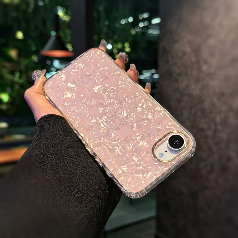 Luxury Aurora Glossy Shell Pattern Shockproof Case with Bright Laser Finish