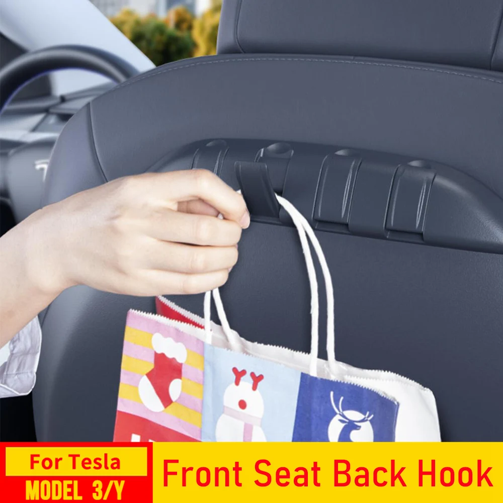 Crochet de siège auto pour Tesla Model Y Juniper Model 3 Accessoires Crochet de dossier de siège Organisateur de suspension pour dossier de siège avant