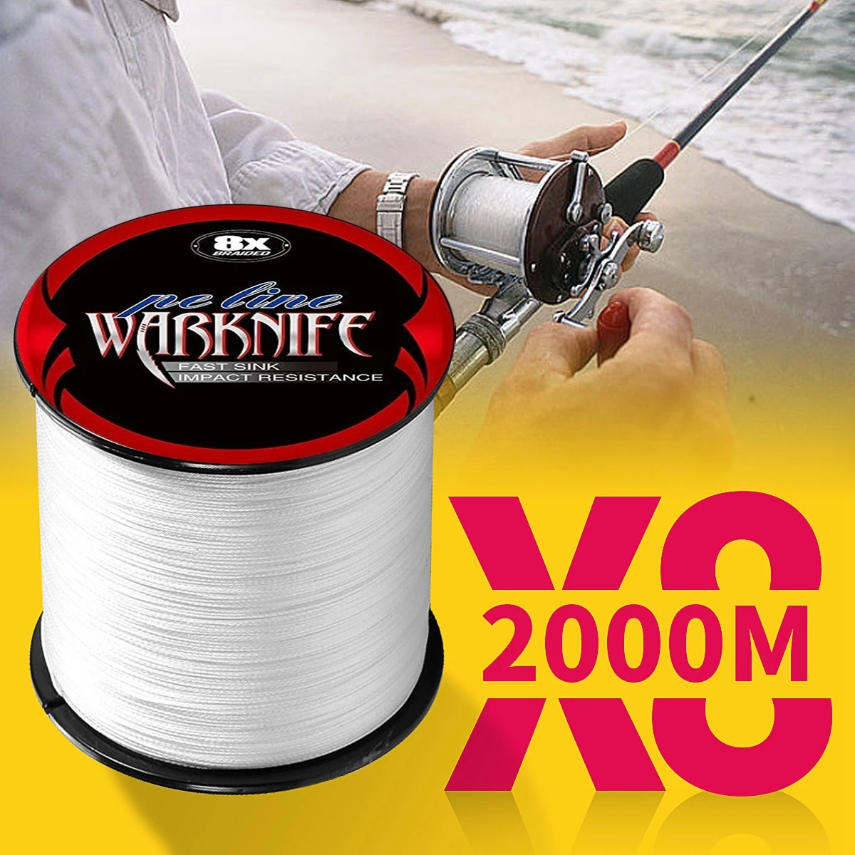 Warknife Japan 8 Strands 2000M PE Multifilamet Braided Fishing Line 6-300LB Fishing Wire 8X PE Braided Line Carp Pe fishing line fishing tackle