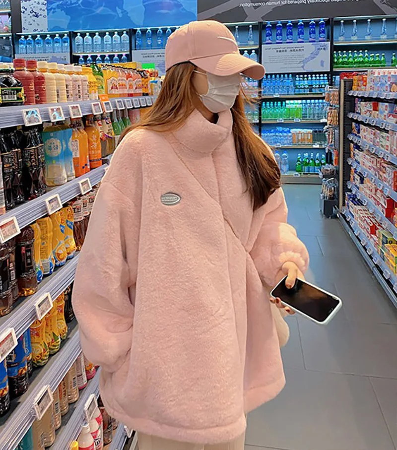 

Winter Hooded Teddy Jacket Women 2023 Long Sleeve Warm Lamb Wool Coat Jacket Woman Streetwear Zipper Up Fleece Coats Ladies Top