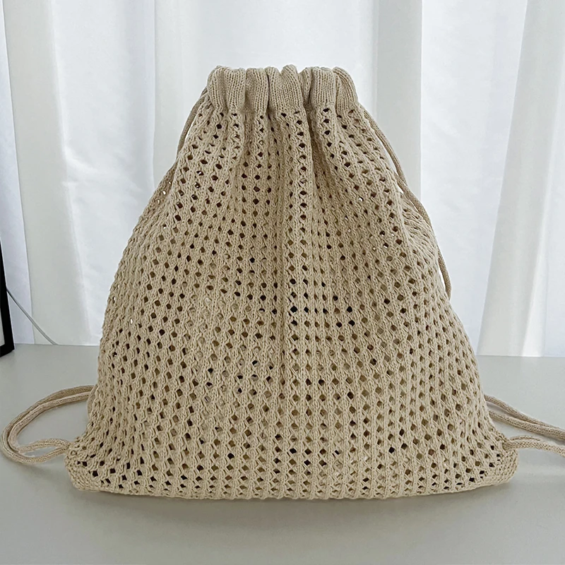 Fashion Women Hollow Woven Shoulder Bags Large Capacity Crochet Bag Knitting Handbags Eco Female Shopping Tote