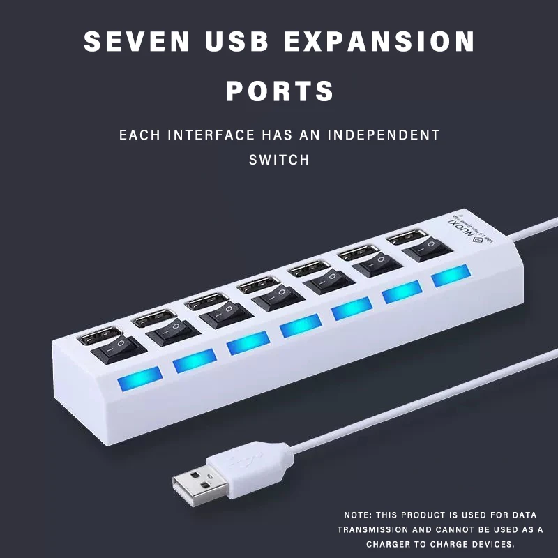 4Port/7Port USB Adapter For Multi Port Use Power Adapter Extender USB 2.0 PC Accessories Mobile Phone Laptop