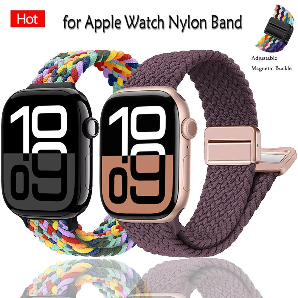 Braided Nylon Strap For Apple Watch Band 38/40/41/42/44/45 /46/49mm Magnetic Buckle Bracelet IWatch Ultra3/2 11 10 9 8 7 6 5 SE_voghion.com