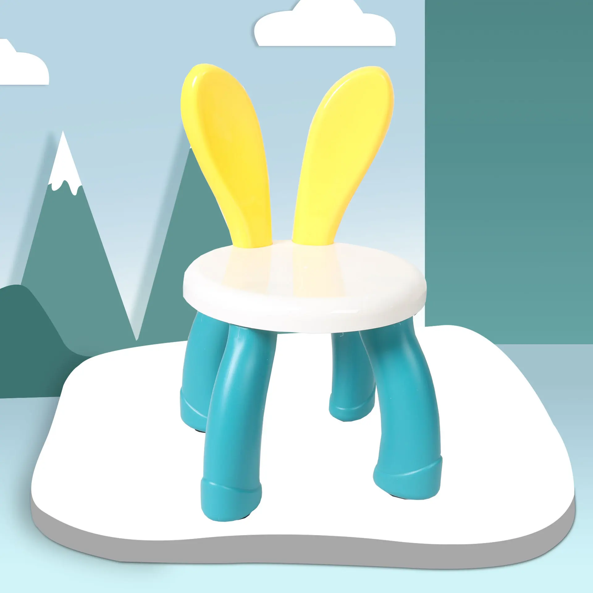 Children Study Chair Children's Plastic Stool Baby Home Chair Children Stool Thickened Footboard Indoor Toy Sofa Seat Cute Rabbit Seat