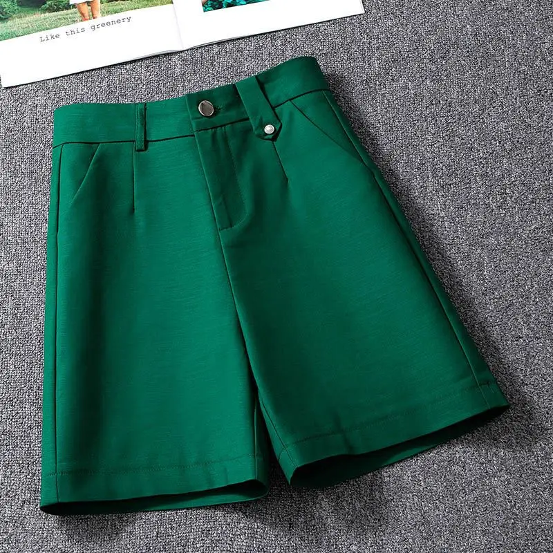 

Summer Loose Green Overalls Shorts Women's 2023 New Summer High Waist Wide Leg A- line Outerwear Cropped Casual Pants Women