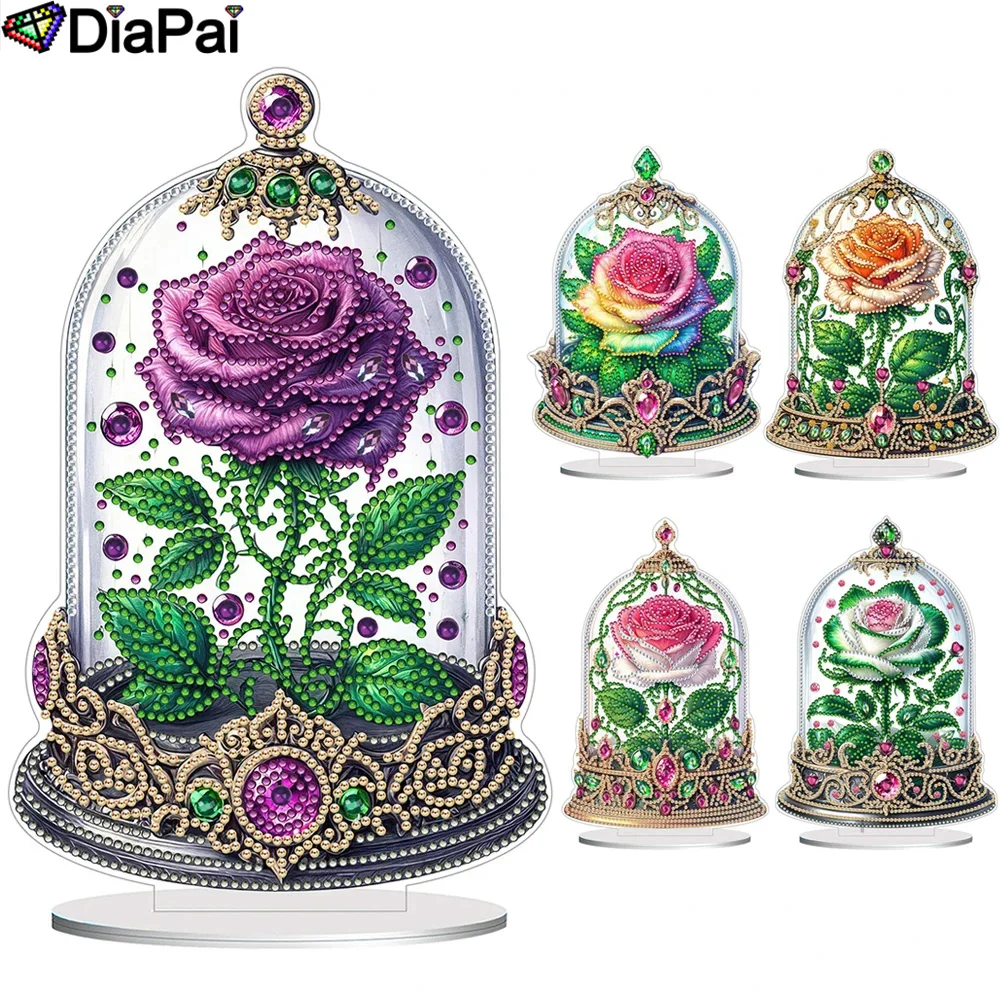 

Алмазная живопись DIAPAI 5D «сделай сам», специальная форма, настольное украшение, вышивка кристаллами в виде Розы, семейный Настольный Декор