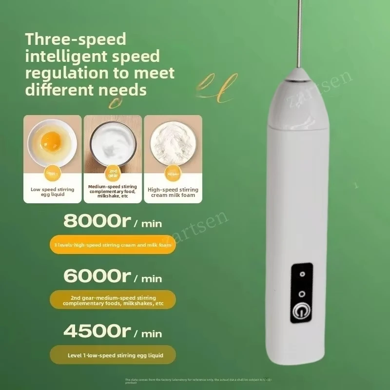 Electric egg beater, milk frother, 3-speed wireless rechargeable milk coffee mixer, handheld kitchen tool, cream frother 4