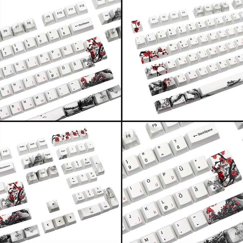 Teclado Mecânico Personalizado Cherry mx Switch Plum Blossom Suíço Francês Alemão Pbt Dye-sub Oem 111 Chaves - Imagem 5
