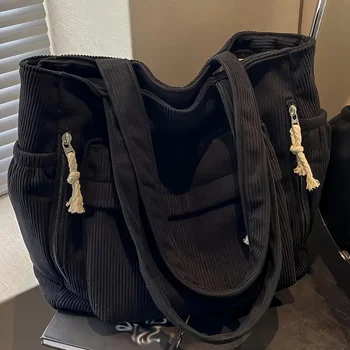 حقيبة كتف نسائية أنيقة من سروال قصير مع جيوب متعددة، أشرطة ثابتة، سحاب للإغلاق، مثالية للنزهة، حقيبة حمل للسفر 2