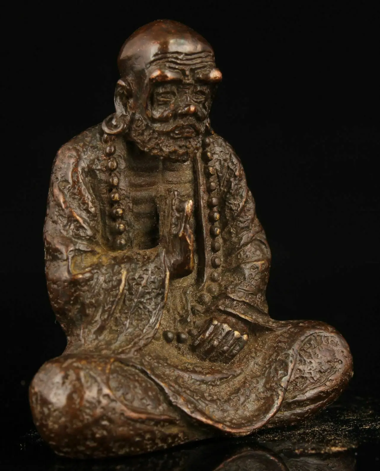 Collectibles Chinese Hand-Carved Retro Pure Red Copper Bodhidharma Statue Collection Ornaments Statues for Decoration 3
