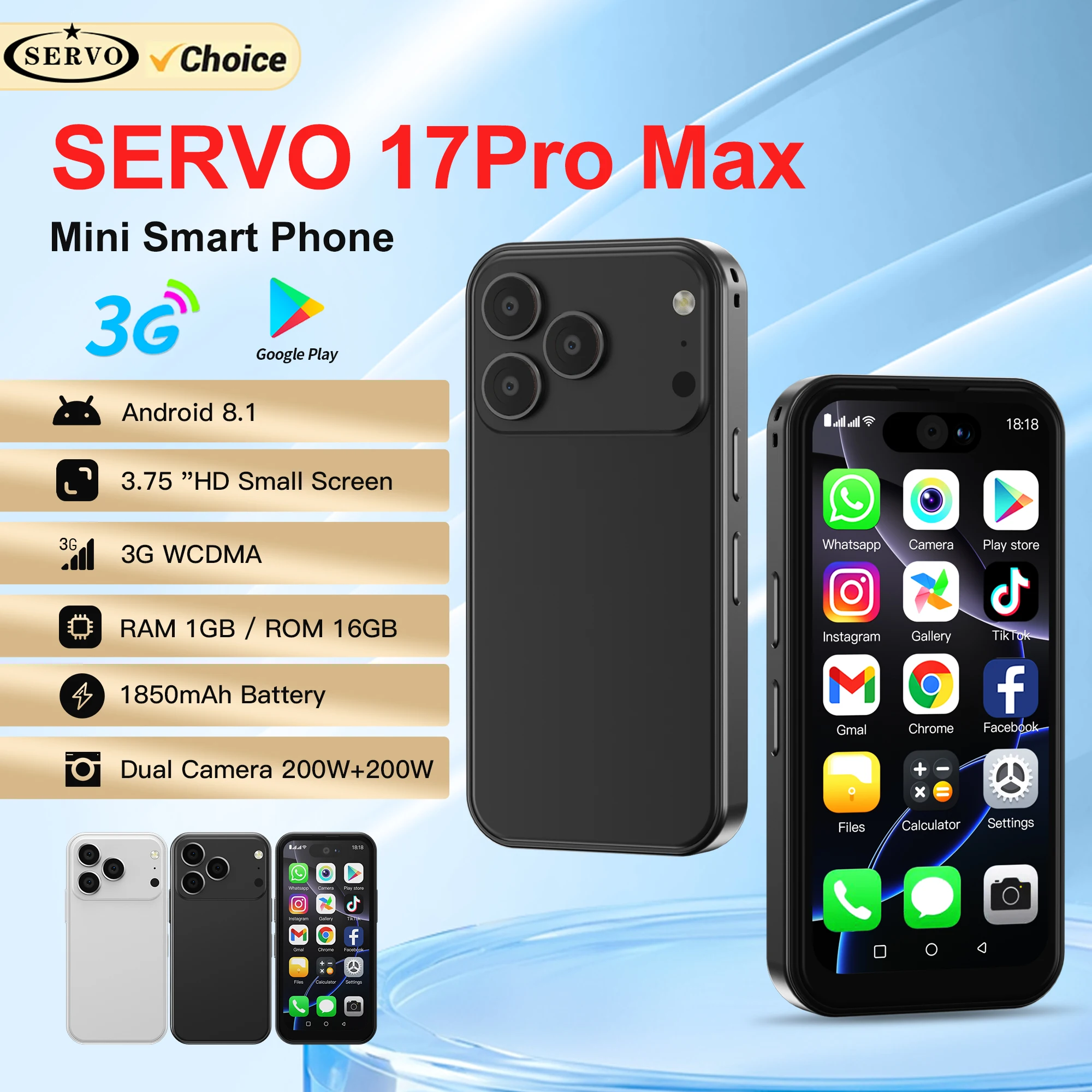 SERVO 17PRO MAX Androidミニスマートフォン 3G WCDMA デュアルSIM