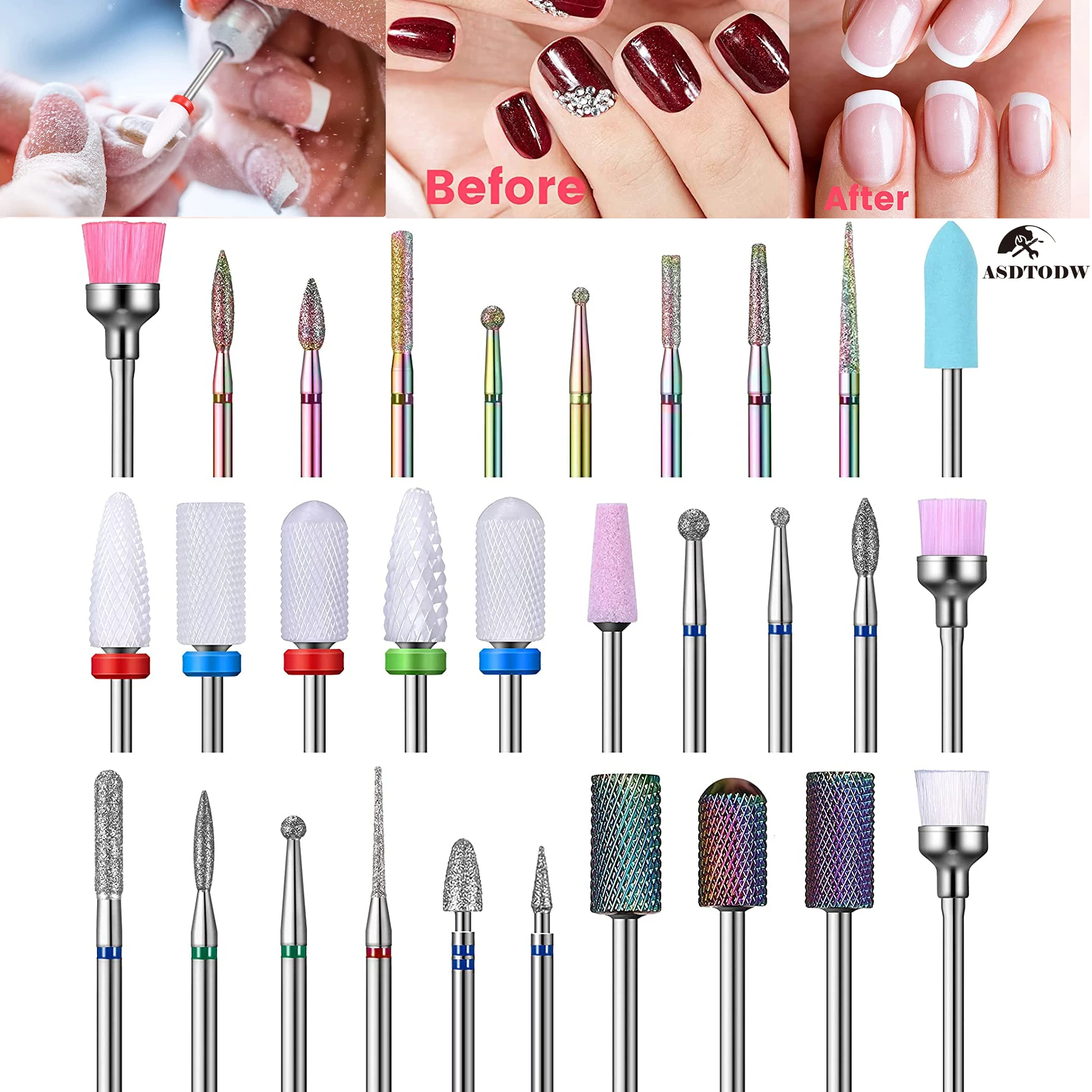 

Ceramic Milling Cutter Manicure Nail Drill Bits Electric Nail Files Nail Art Tools Equipment Acrylic Nail Art Tools 10-30PCS
