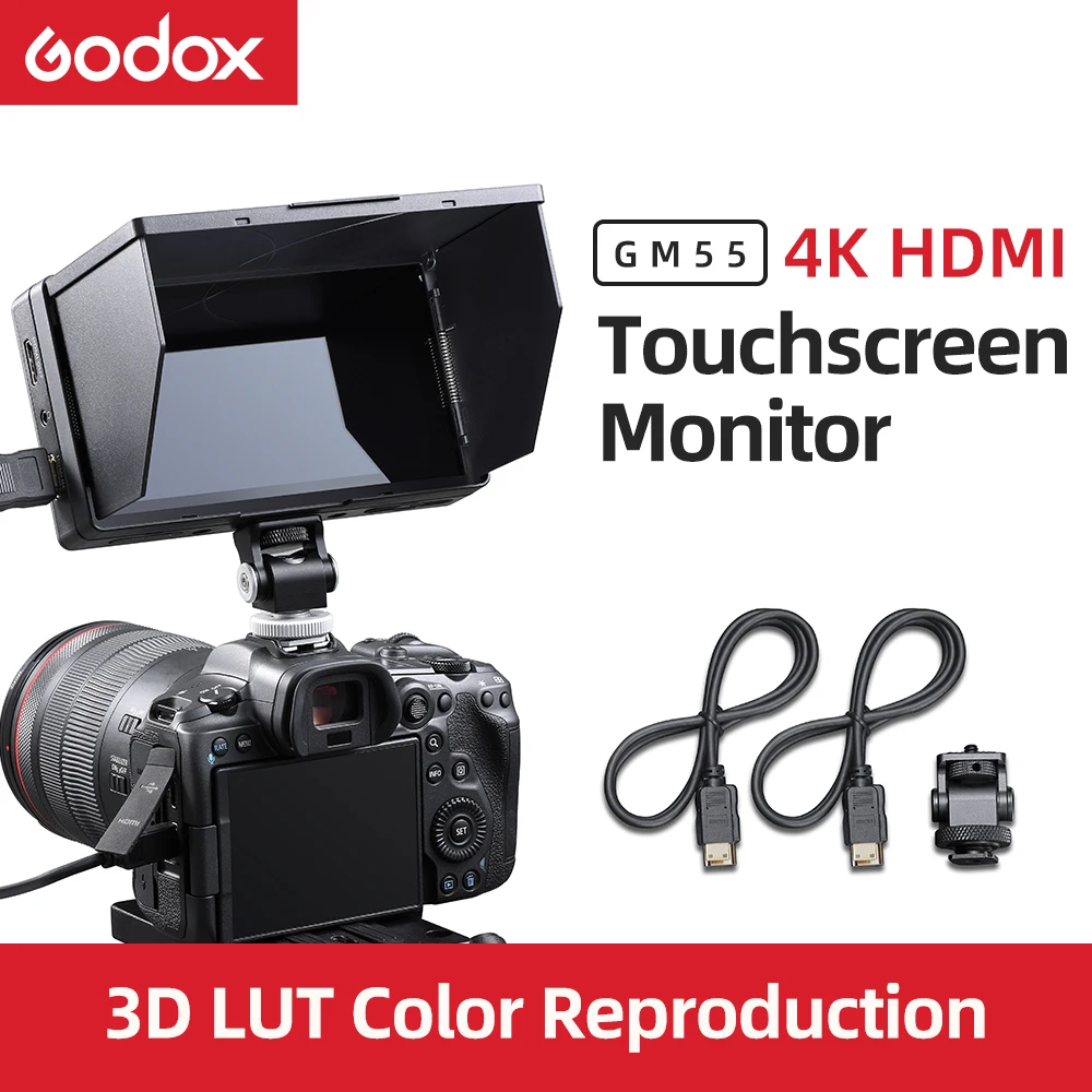 Godox GM55 5.5 Inch 4K Monitor on Camera DSLR 3D LUT Touch Screen IPS FHD 1920x1080 Video Field Monitor Dslr dslr field monitor