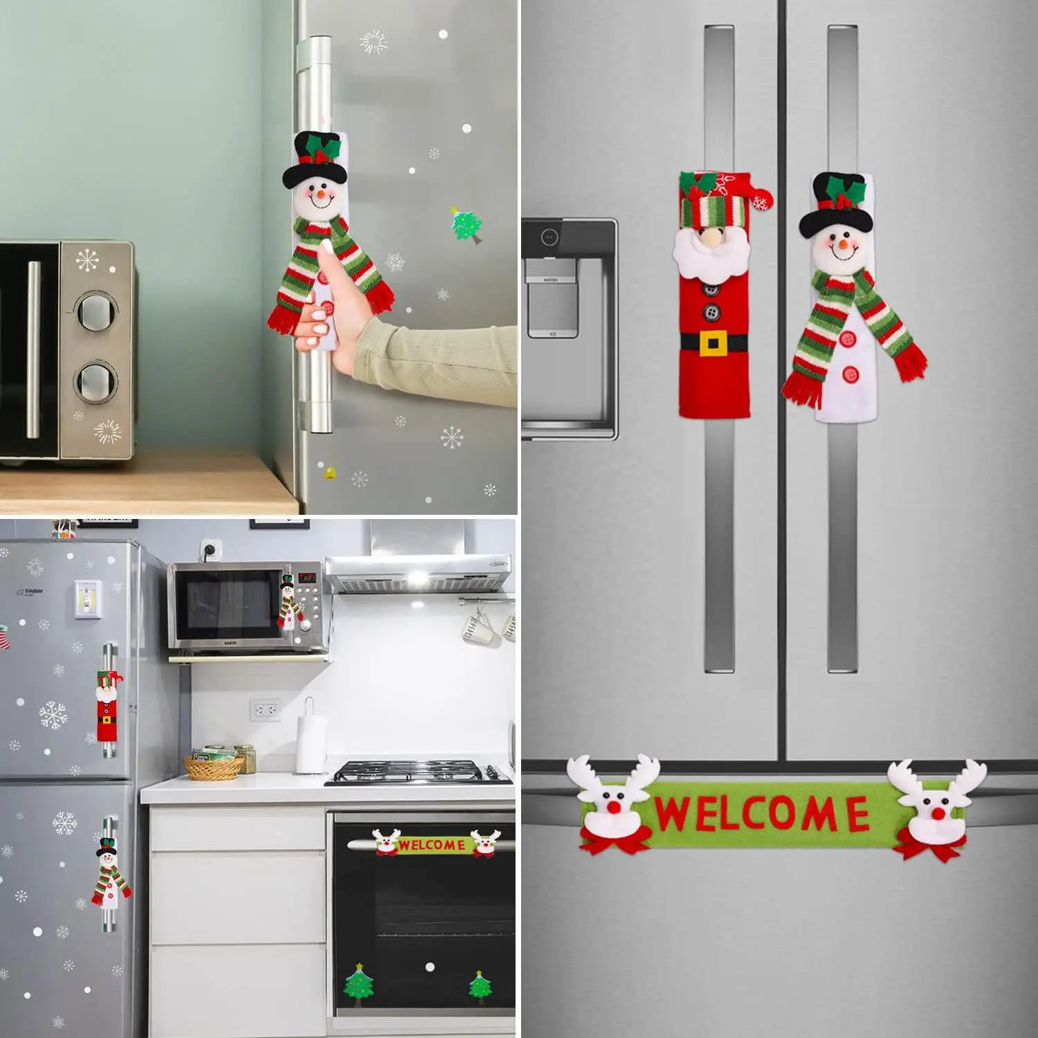 Christmas supplies-European style microwave gloves cartoon velvet snowman refrigerator gloves oven protective cover