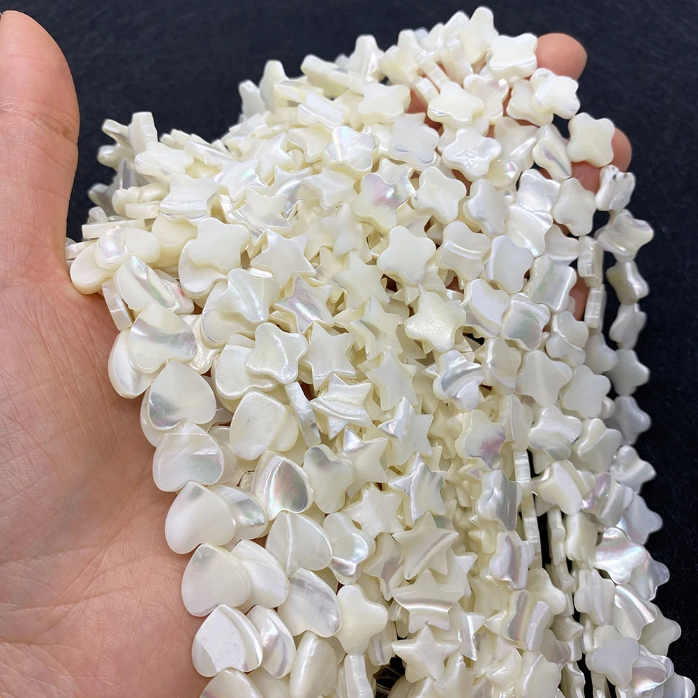 

Natural Mother of Pearl Oyster Shell Loose Beads for Jewelry Making DIY Necklace Bracelet Earring Pentagram Beads Accessories
