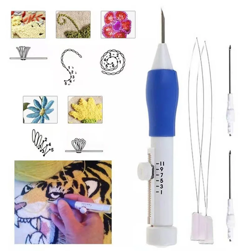 Description Picture 5 of itemEmbroidery Knitting Poke Pin Pen Kit Stitching Tool Punch Needle Magic Embroidery Needle Pen DIY Knitting Sewing Stitching Tools