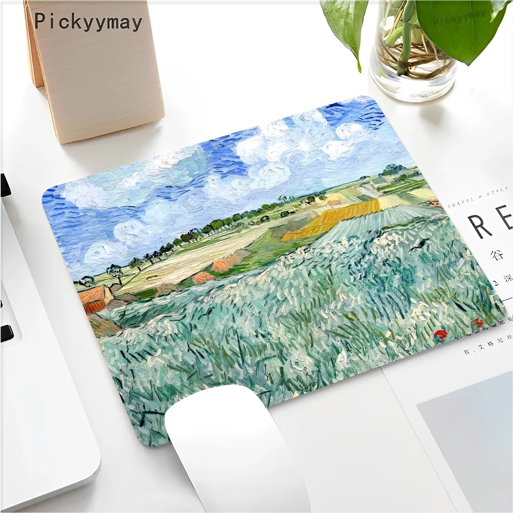 Van Gogh Oil Painting Small Desktop Desk Mat Kawaii Gaming Accessories Students Writing Pad for Teen Girls Bedroom 3