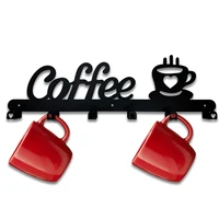 Coffee Mug Holder with 6 Hooks Metal Hanging Coffee Mug Wall Hanger Wall Mounted Coffee Cup Rack for Kitchen Bar Accessories 1