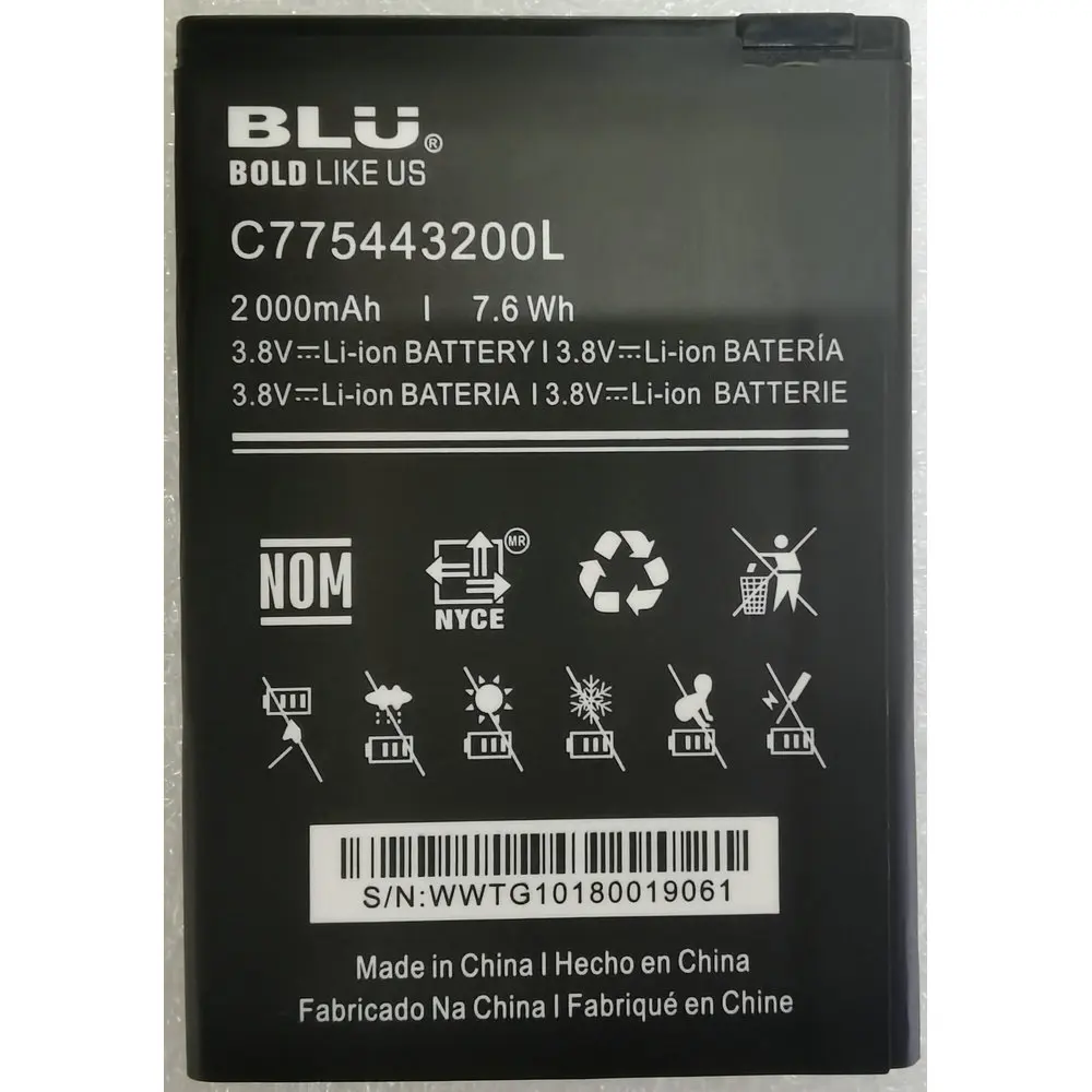 

3.8V 2000mAh New C775443200L Replacement Battery for BLU C5L C050 C0050UU Smartphone