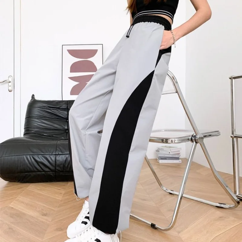 Casual Temperament Women's Clothing Autumn and Winter New Pocket Drawstring Solid Color High Waisted Wide Leg Straight Leg Pants