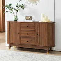 Fluted Sideboard Buffet Cabinet with Storage,Oval Curved Edge Sideboard with Drawer,Mid Century Modern Buffet Cabinet 1