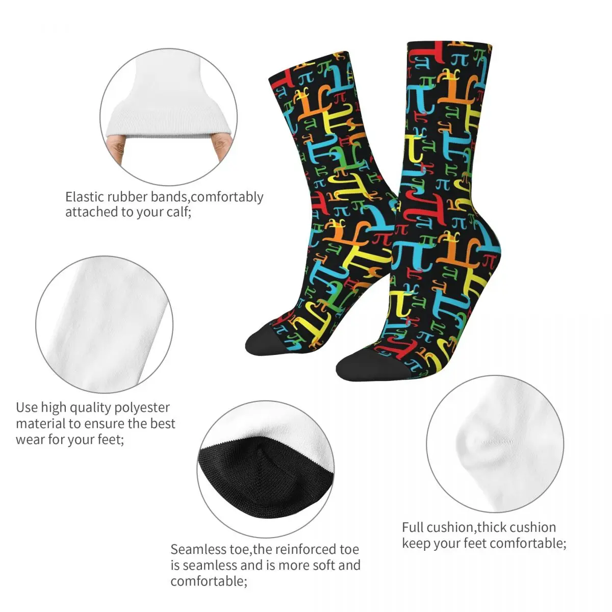 Pieces Of Pi (Dark Neon) sockings Long Socks Harajuku Comfortable Breathable Happy Gift sockings For Unisex